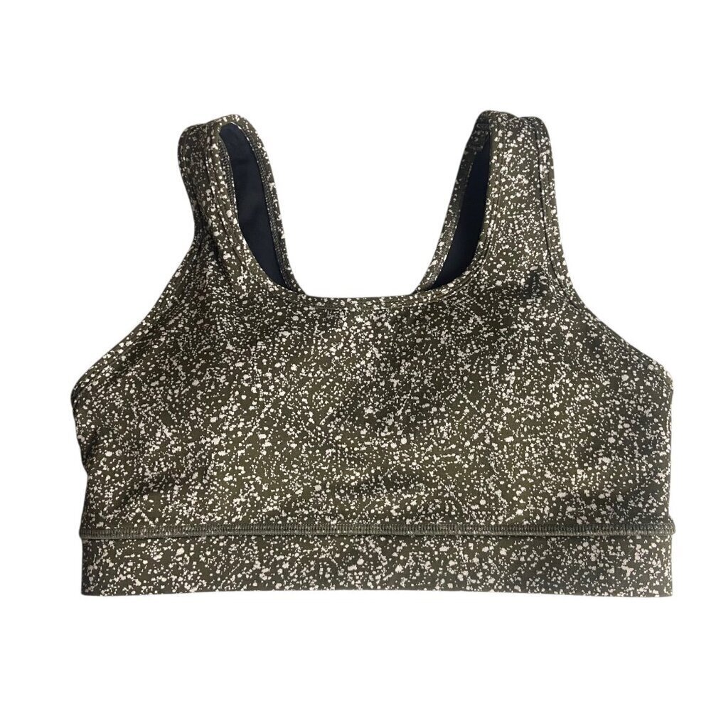 Zyia Active Sports Bra Size Medium Olive Green Speckle Keyhole Yoga Gym Workout